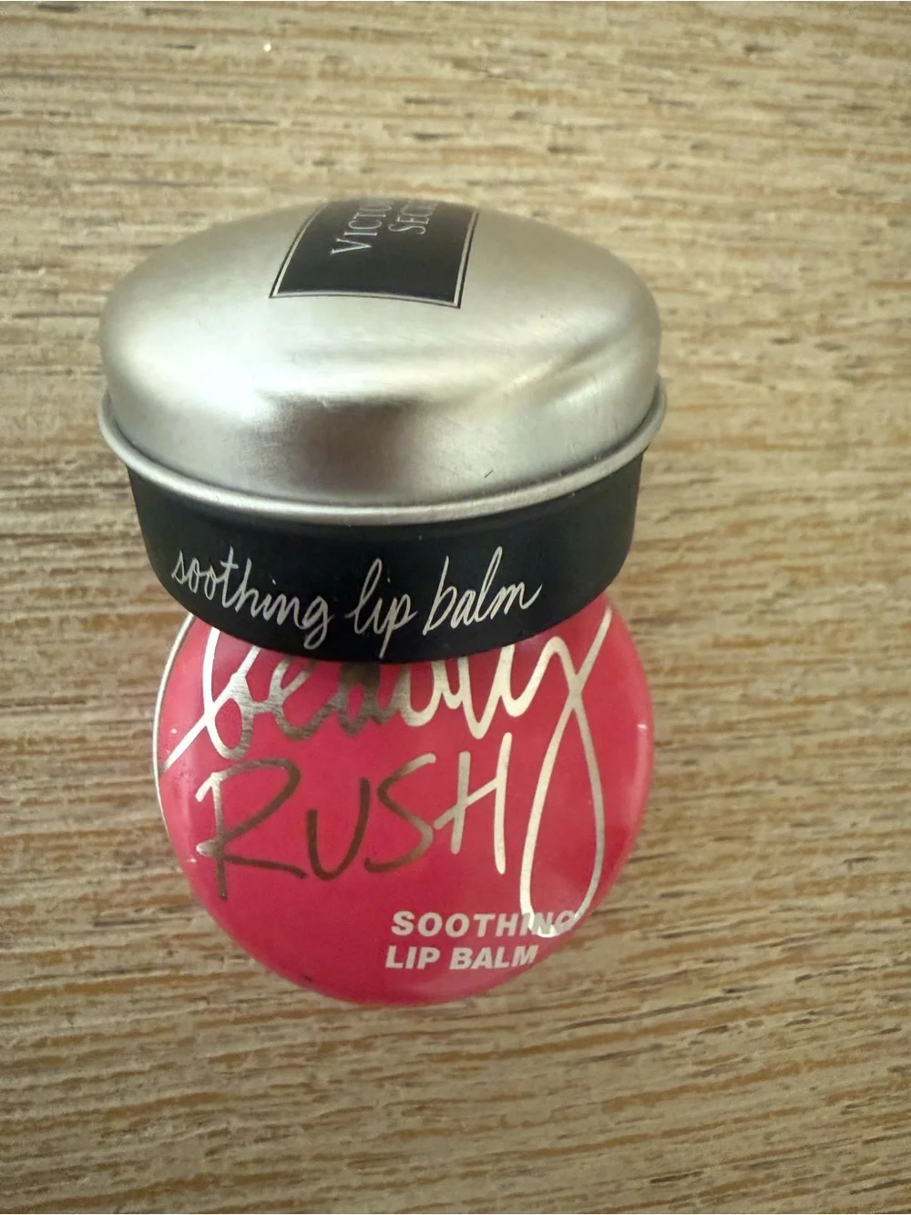 Victoria's Secret Beauty Rush Soothing Lip Balm Tin - Pink & Silver